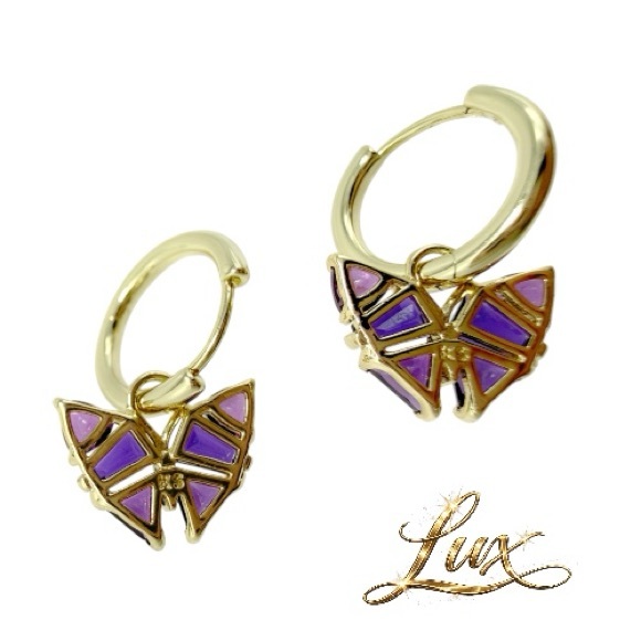 Kendra Scott Blair Butterfly Huggie Earrings in Purple Mix - Picture 4 of 6